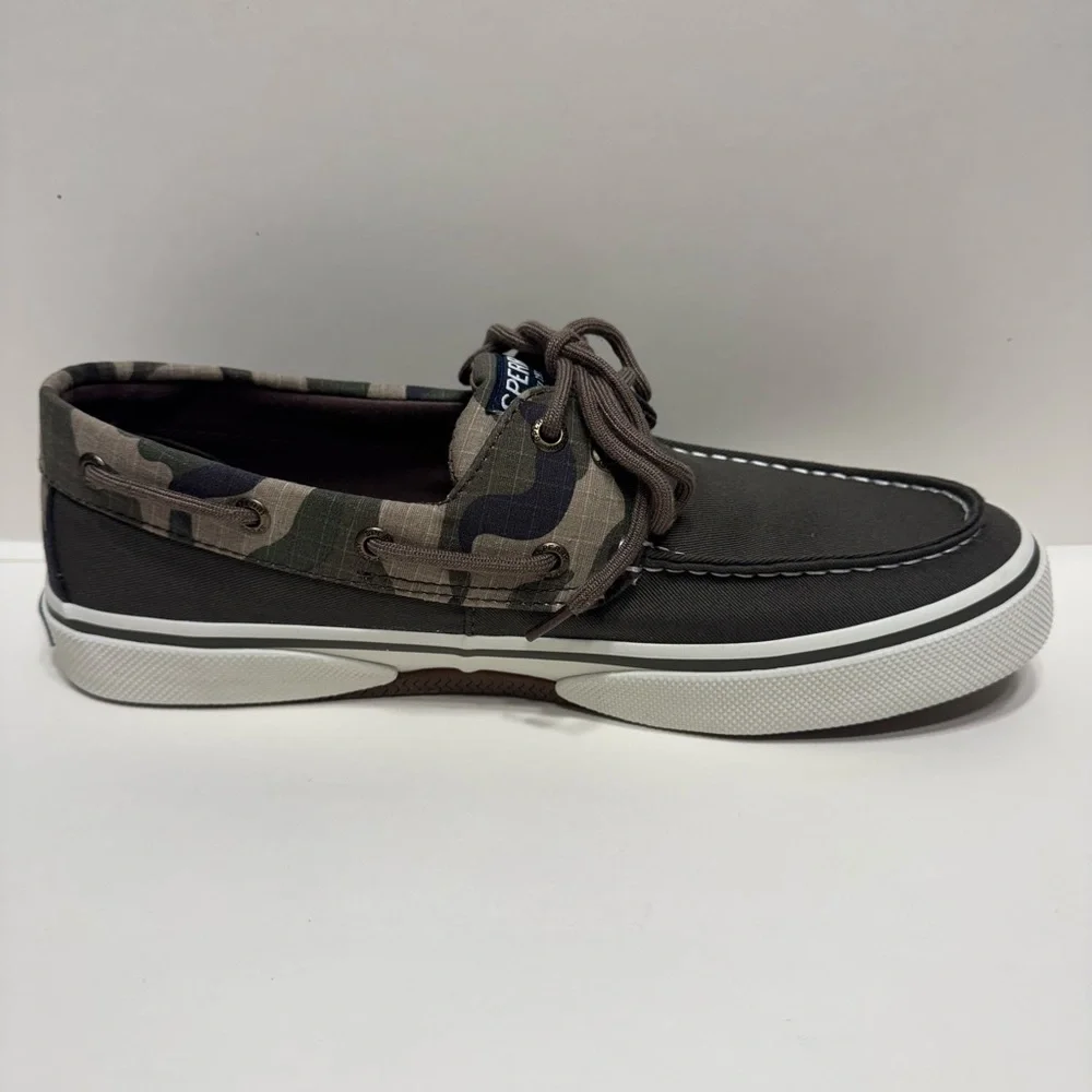 Sperry Men's Boat Shoes New Size 9.5 Black and Green Camouflage